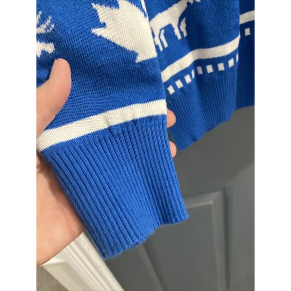 Canadian Club sweater jumper mens Large blue white whisky turtleneck pullover - Picture 2 of 8